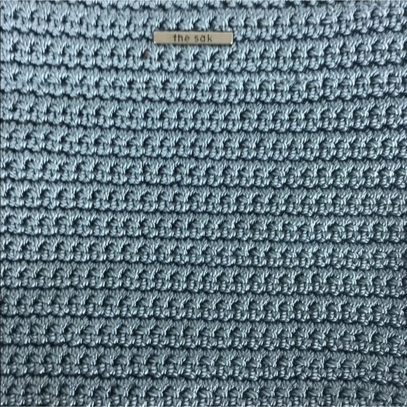 The Sak Crochet Shoulder Purse Handbag Zip Blue - Picture 2 of 8